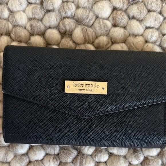 Kate Spade Black Wristlet with Gold Accents - Picture 3 of 6